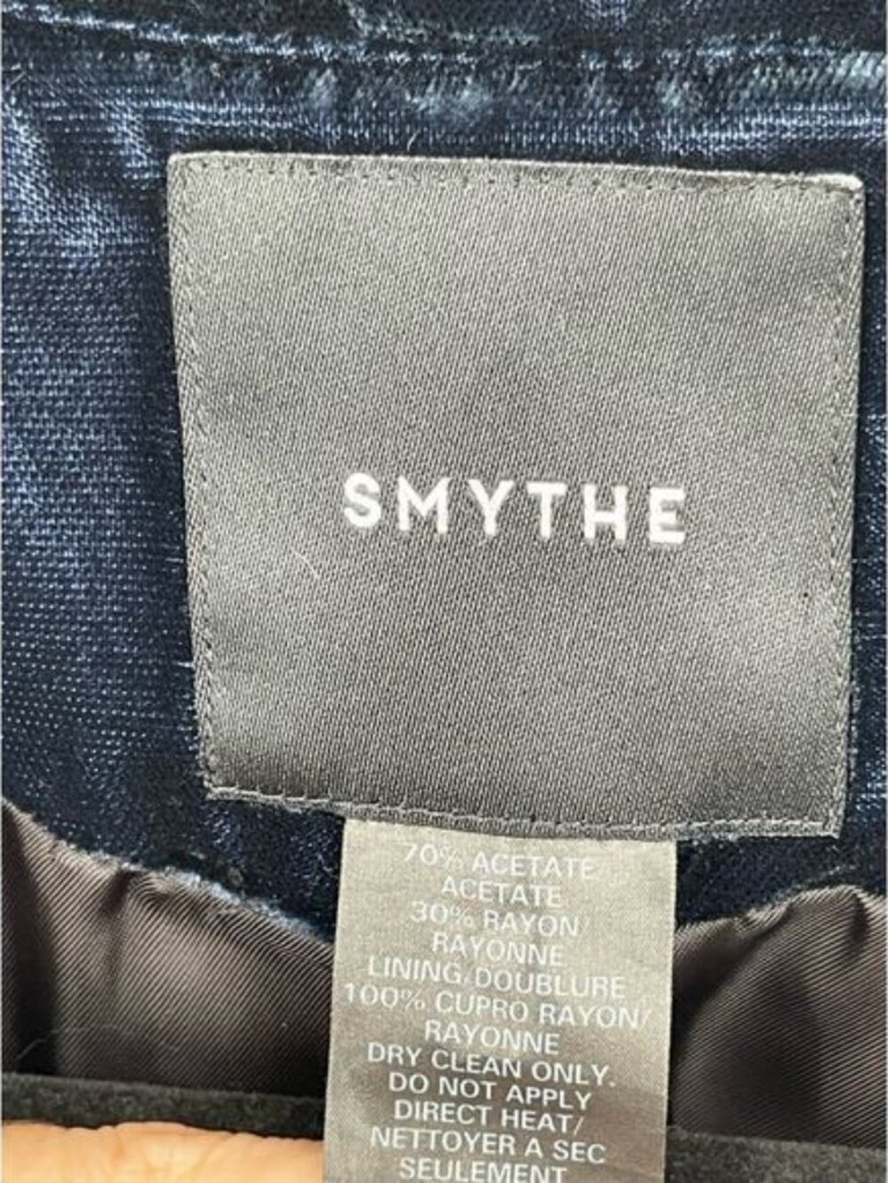 Smythe Sapphire Blue Peaked Lapel Velvet Structured Blazer size 4 - Picture 10 of 11